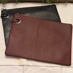NWOT Oversized Black and Chocolate Brown Clutch Set